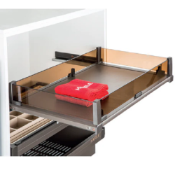 Rổ kéo bằng kính Hafele 807.95.873, KT 764 x 450 x 130, màu trắng