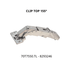 Bản lề CLIP top không bật góc mở 155° 70T7550.TL 8293246, trùm hết
