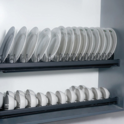 Giá bát đĩa cố định 2 tầng khung nhôm Nan Tròn BCD304 60/70/80/90 Inoxen