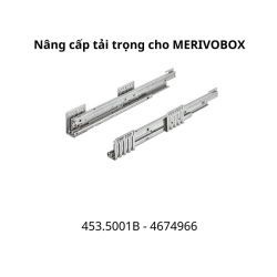 Bộ ray Blum 453.5001B 500mm giảm chấn nâng cấp tải trọng cho MERIVOBOX 70kg,4674966