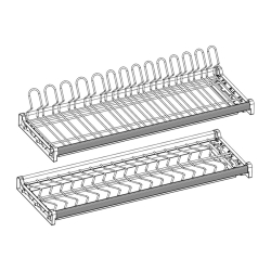 Giá bát đĩa cố định 2 tầng khung nhôm Nan Oval EV8070/80/90 Inoxen