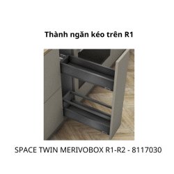 Gia vị Blum SPACE TWIN MERIVOBOX R1-R2, rộng 150-300mm,18117030, xám nhạt