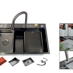 Chậu 1 Hộc Kèm Vòi Âm Liền Chậu, Phủ Nano GA-7546DV