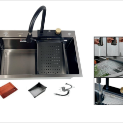 Chậu rửa chén Inox liền vòi xả thác 1 hộc GOLICAA GA-7545DV