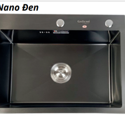 CHẬU RỬA CHÉN BÁT 1 HỘC INOX PHỦ NANO ĐEN GOLICAA GA-6045ND
