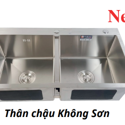 CHẬU RỬA CHÉN BÁT 2 HỘC ĐỀU KHÔNG SƠN HANDMADE GOLICAA GC-8245KS SUS 304