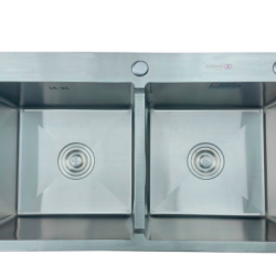 CHẬU RỬA CHÉN BÁT 2 HỘC HANDMADE GOLICAA GC-9048 SUS 304