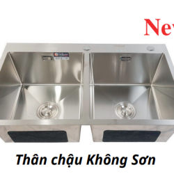 CHẬU RỬA CHÉN BÁT 2 HỘC ĐỀU KHÔNG SƠN HANDMADE GOLICAA GC-9048KS SUS 304