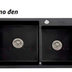 CHẬU RỬA CHÉN BÁT 2 HỘC LỆCH PHỦ NANO ĐEN HANDMADE GOLICAA GC-8245LND SUS 304