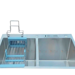 CHẬU RỬA CHÉN BÁT 2 HỘC ĐỀU DAO THỚT HANDMADE GOLICAA GC-8245DT SUS 304