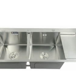 CHẬU RỬA CHÉN BÁT 2 HỘC 1 CÁNH HANDMADE GD-12050 SUS 304