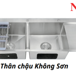 CHẬU RỬA CHÉN 2 HỘC 1 CÁNH KHÔNG SƠN HANDMADE GOLICAA GD-12050KS SUS 304