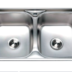 CHẬU RỬA CHÉN INOX 2 HỘC DẬP G3C-8046 GOLICAA