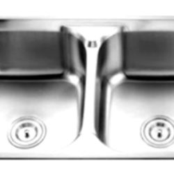 CHẬU RỬA CHÉN BÁT INOX 2 HỘC DẬP G3C-8248 GOLICAA